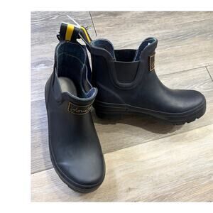 Joules Wellibob Black Rubber Ankle Rain Boots Womens Size 5 Waterproof Outdoor